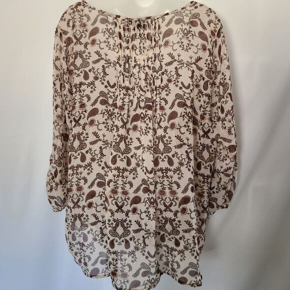 Torrid Paisley Chiffon Pintuck Semi‎ Sheer Blouse - Picture 3 of 5